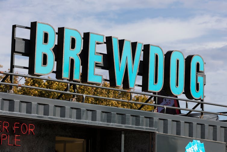 A brewdog craft beer sign. BrewDog is a Scottish brewery and pub chain.