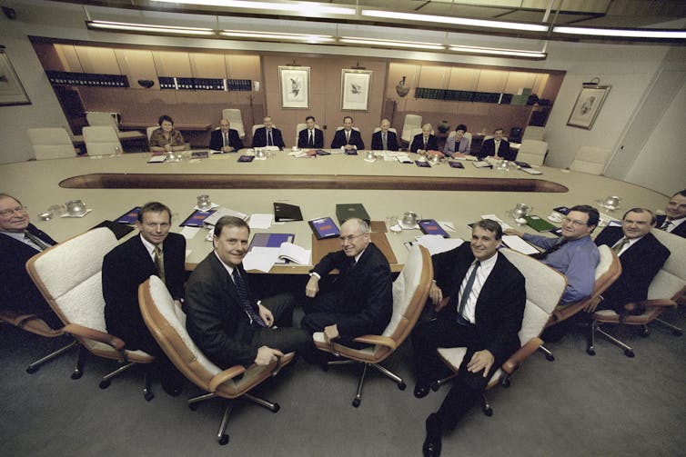 The Howard government cabinet at Parliament House in 2002.