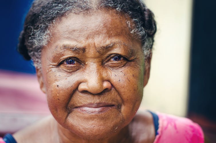 Woman looking at camera.