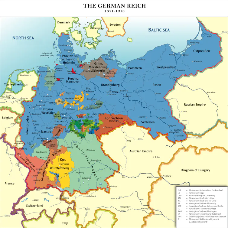 A map of the German Reich, 1871-1918