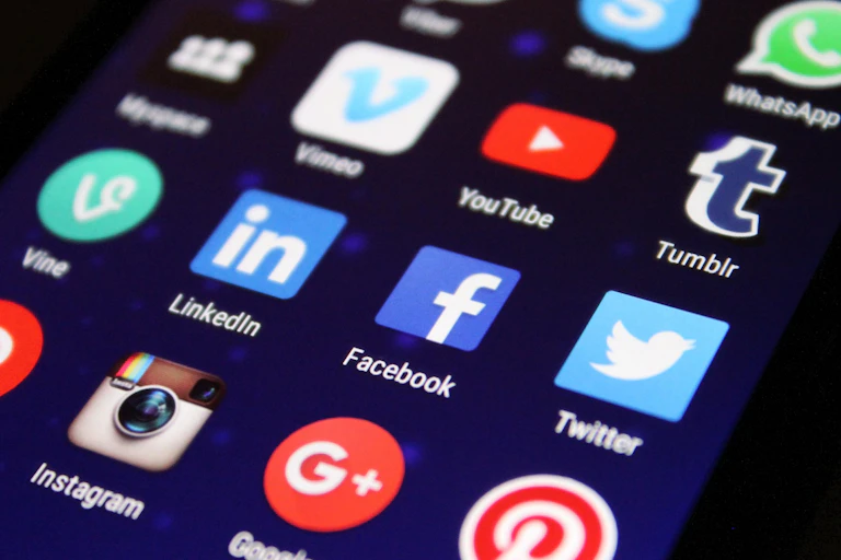 Social media platforms on a mobile phone.