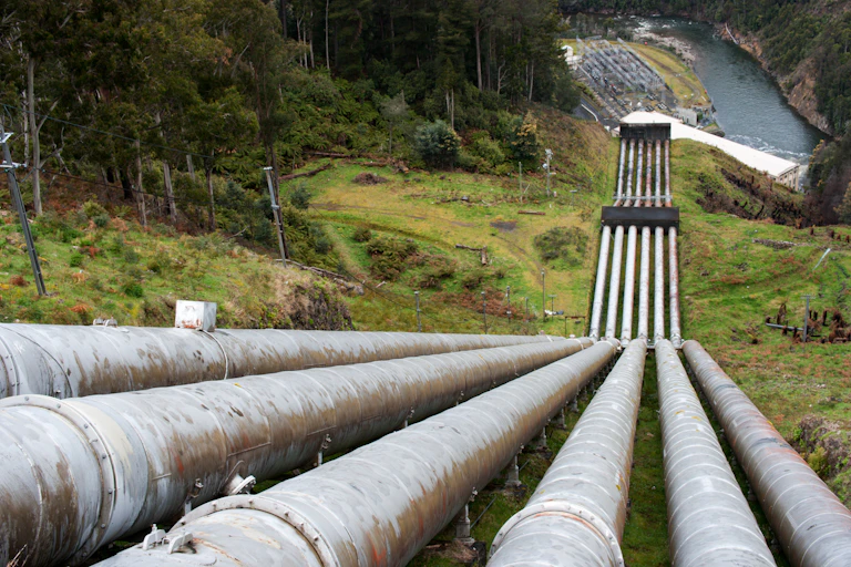 Pipes at a pumped hydro station