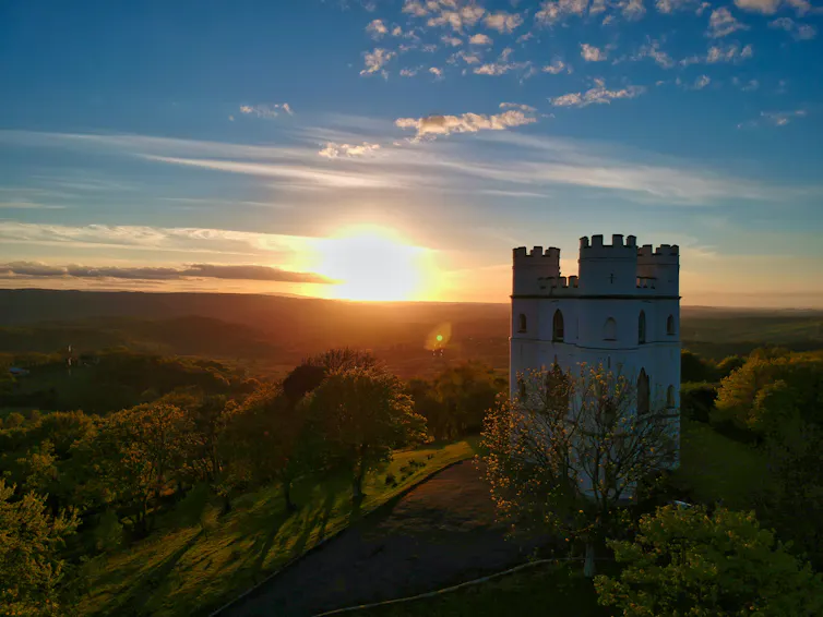 castle at sunset