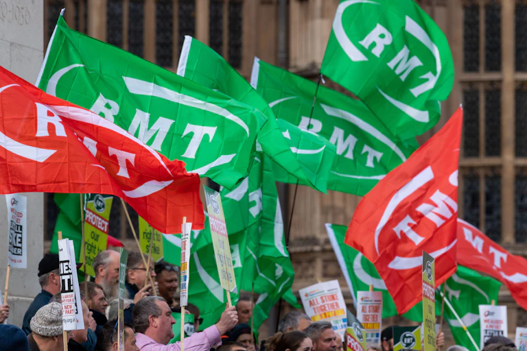 London, UK. 2nd Nov, 2022. RMT/TUC rally and TUC lobby of parliament and TUC Protest.