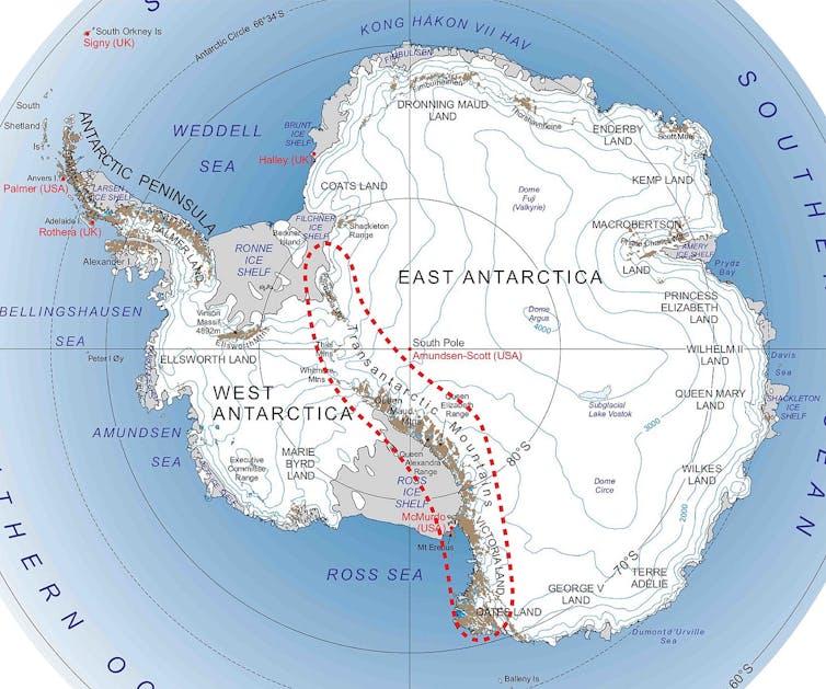 map of Transantarctic Mountains