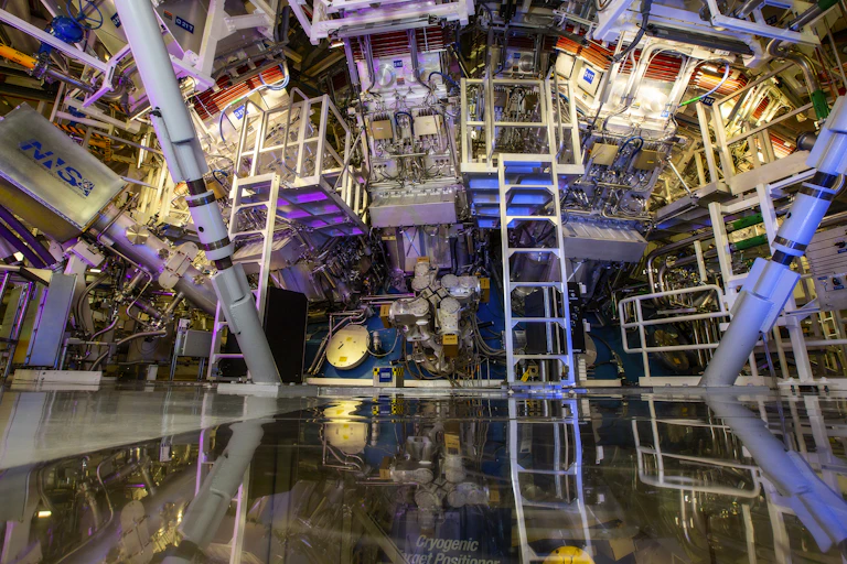 The target chamber at the National Ignition Facility in California