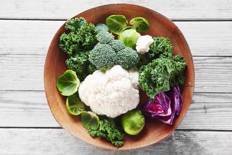 A plate of brassica vegetables.