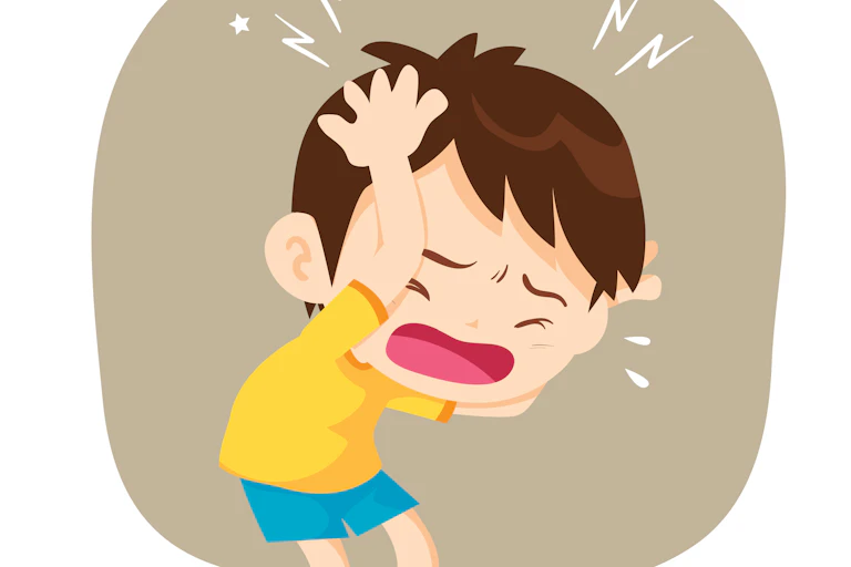 Illustration d'un enfant ayant mal à la tête.