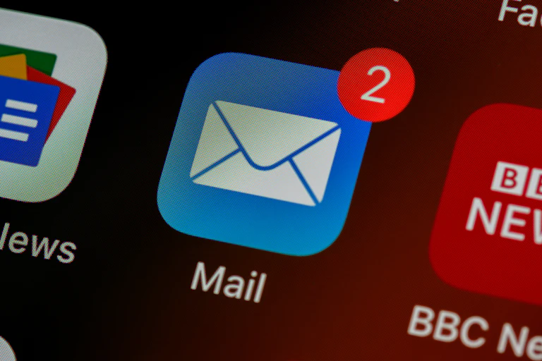 An email icon on a phone screen