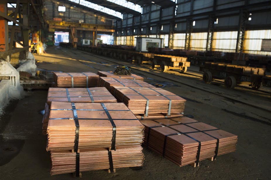 Copper sheets in a factory