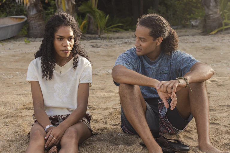 Two Australian South Sea Islanders on the beach