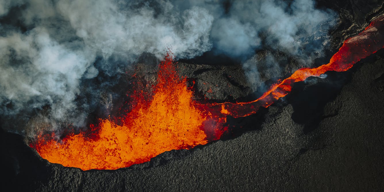 composite volcano eruption video