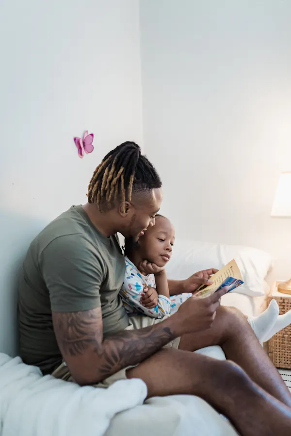 Child with autism engaged in calming bedtime routine
