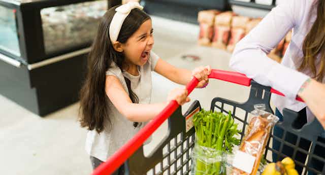 Child has tantrum at the supermarket