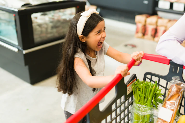 Child has tantrum at the supermarket
