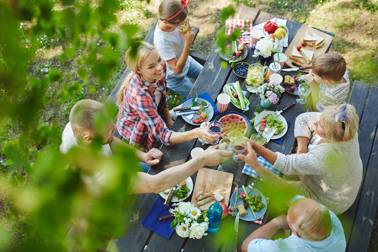 People having a picnic outside