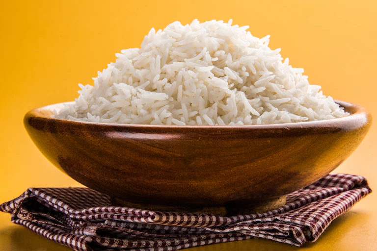A bowl of cooked basmati rice