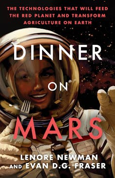 Book cover image showing an astronaut holding a fork and the title DINNER ON MARS