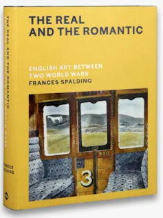 A book cover showing a painting of the interior of a pre-1960s train carriage.