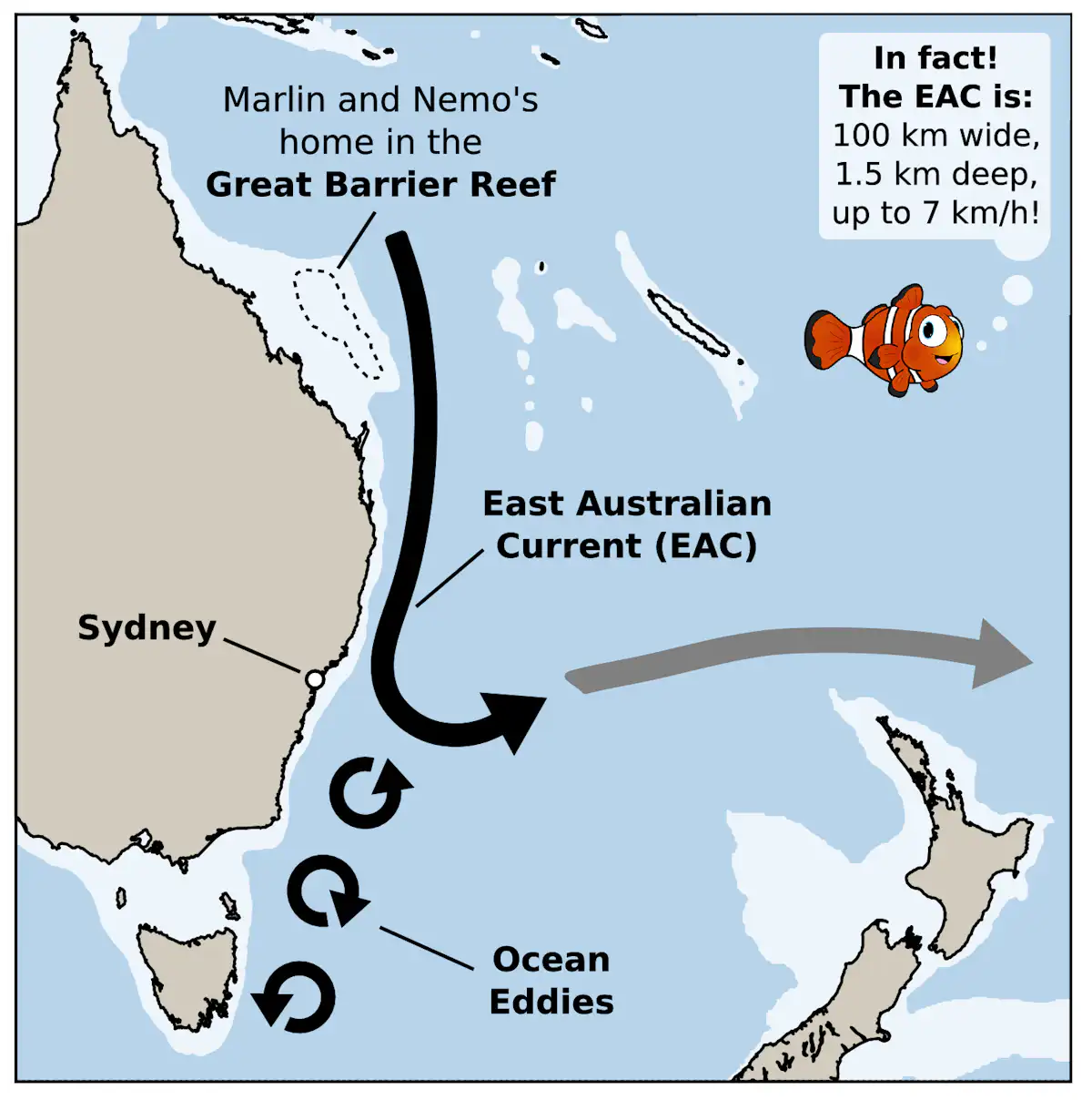 Can you surf the East Australian Current, Finding Nemo-style?