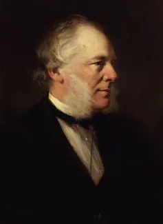 A painting of an elderly Victorian man with white hair.