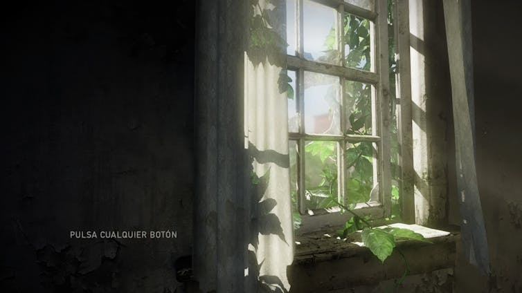 El menú de inicio del juego se ilustra con la imagen de una ventana por la que entra el sol.