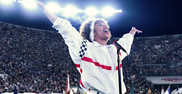 Naomi Ackie in character as Whitney Houston.