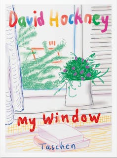 The multi-coloured front cover of David Hockney's book My Window.