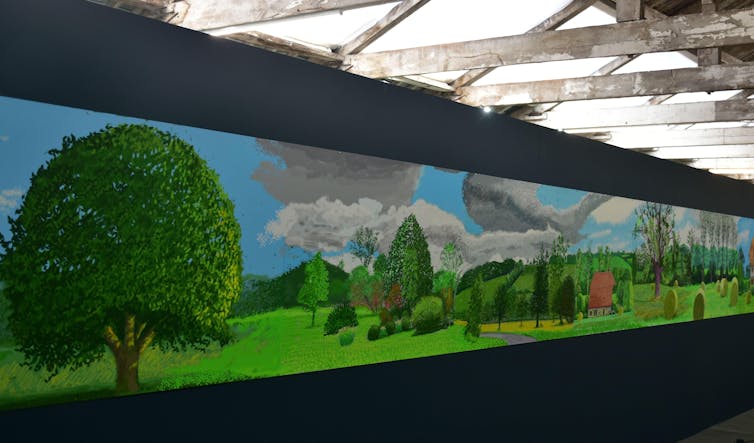 A long image of Normandy throughout the seasons by David Hockney.