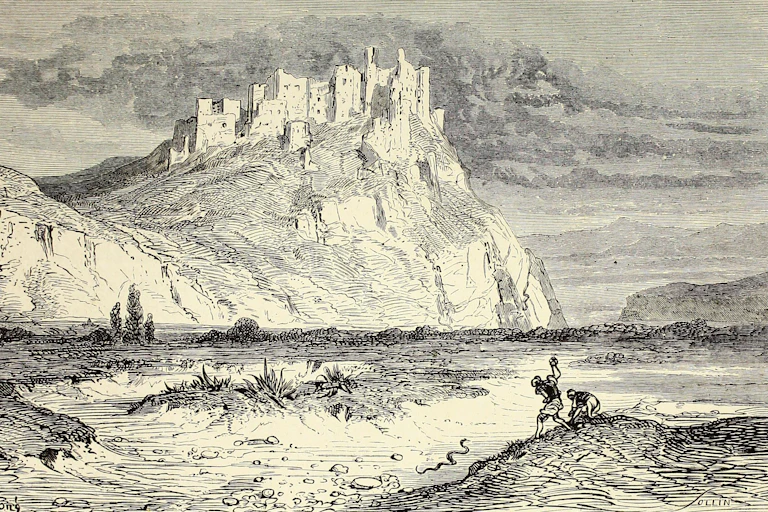 Ilustración de las ruinas de un castilloo manchego.