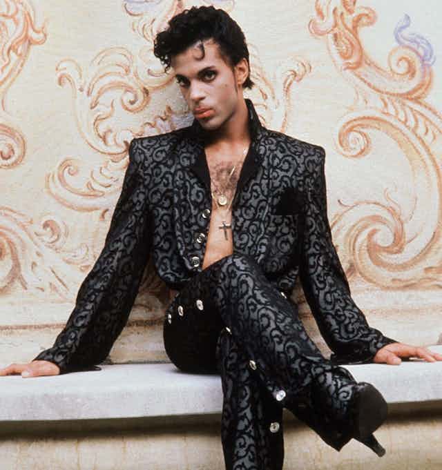 Rock star Prince looking into the camera  for a photo in 1986.