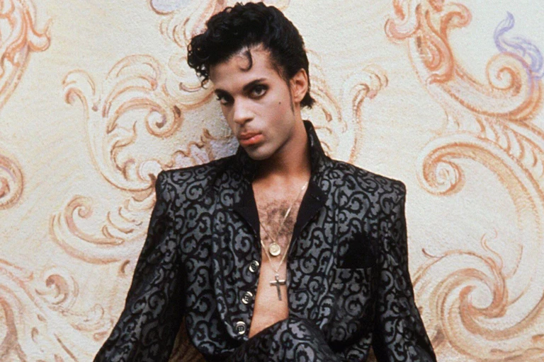 Rock star Prince looking into the camera for a photo in 1986.