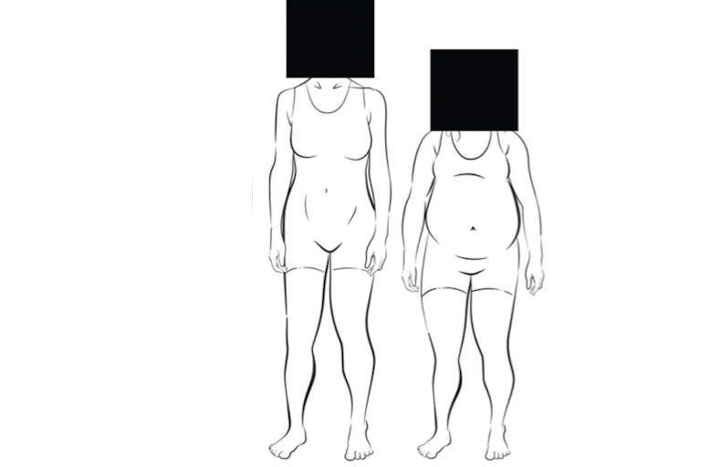 line drawing of woman and child showing outlines of bodies