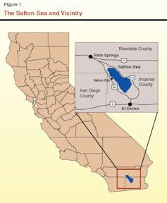 Map of California with inset showing location of Salton Sea
