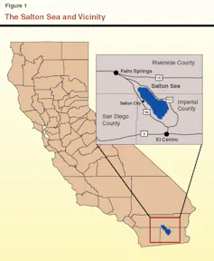Map of California with inset showing location of Salton Sea