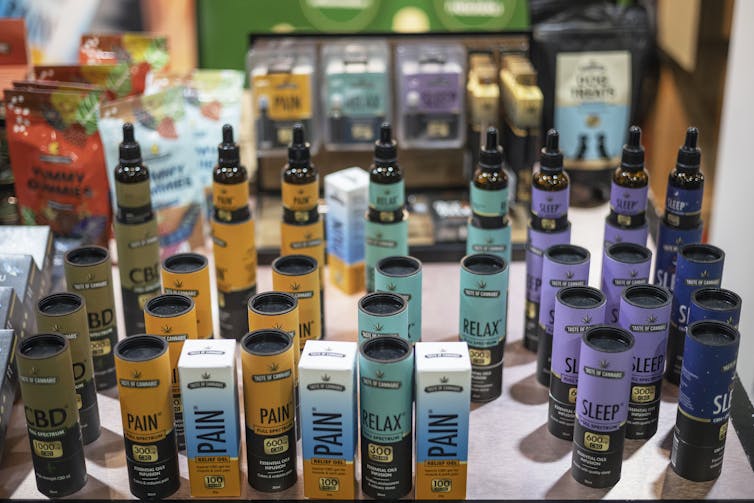 Photo de produits commerciaux contenant du CBD