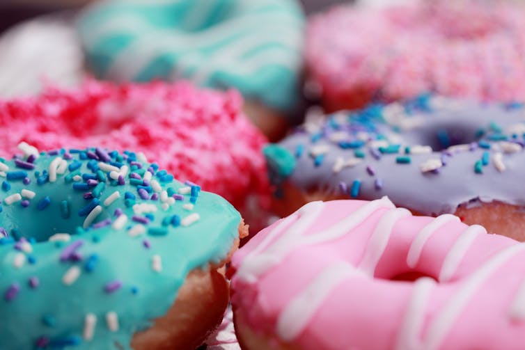 colourful donuts on plate