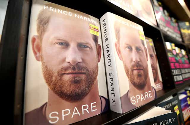 Prince Harry's memoir Spare on bookshelf