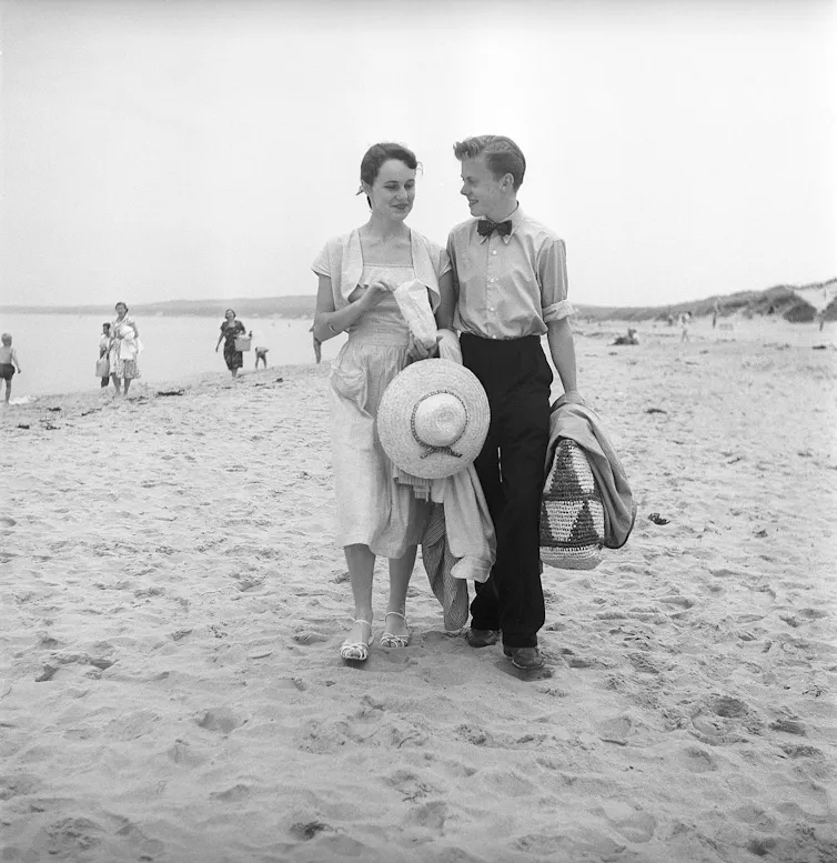 Young couple at the seaside in the 1950s