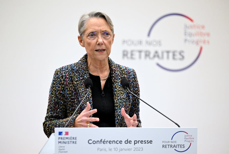 Elisabeth Borne présente le plan du gouvernement pour une réforme des retraites, à Paris, le 10 janvier 2023