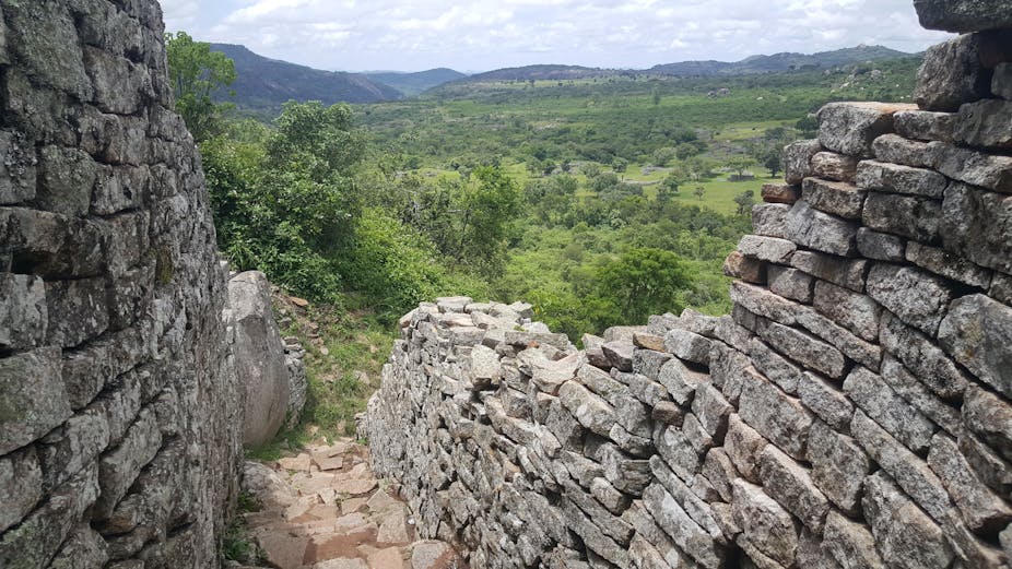 Landscape seen from ruins of stone walls