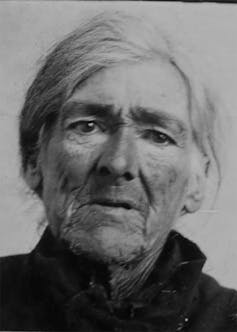 Mugshot of Melbourne 'homeless' woman in nineteenth-century Melbourne