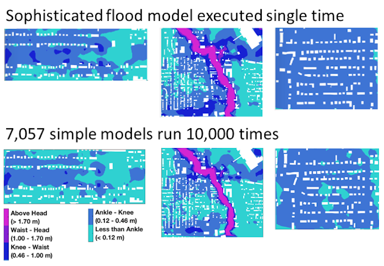 Model-generated maps show flood differences.