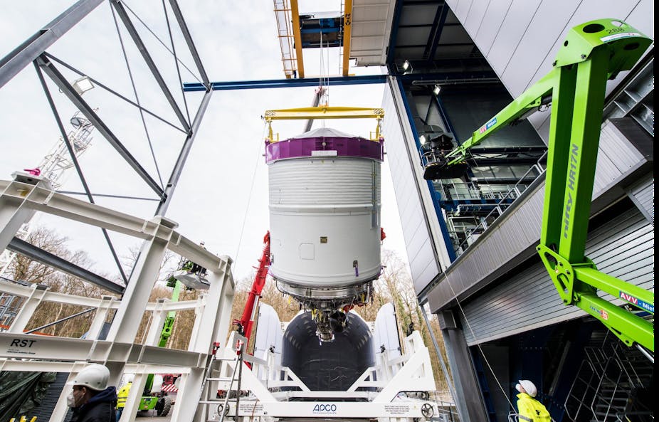 The Ariane 6 launcher in preparation.