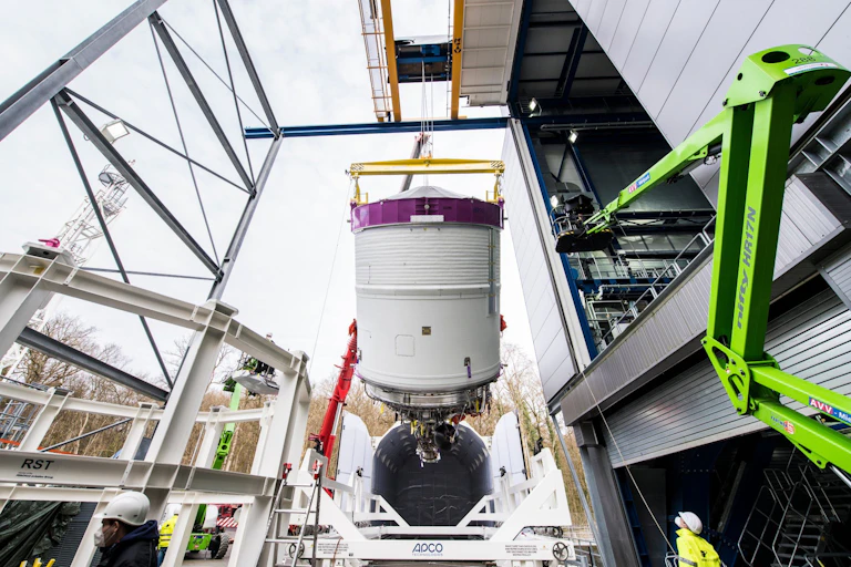 The Ariane 6 launcher in preparation.