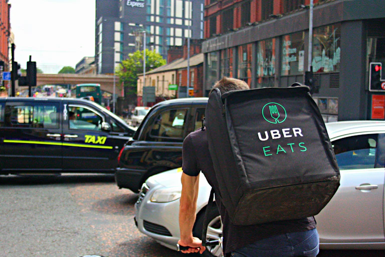 An Uber Eats delivery cyclist