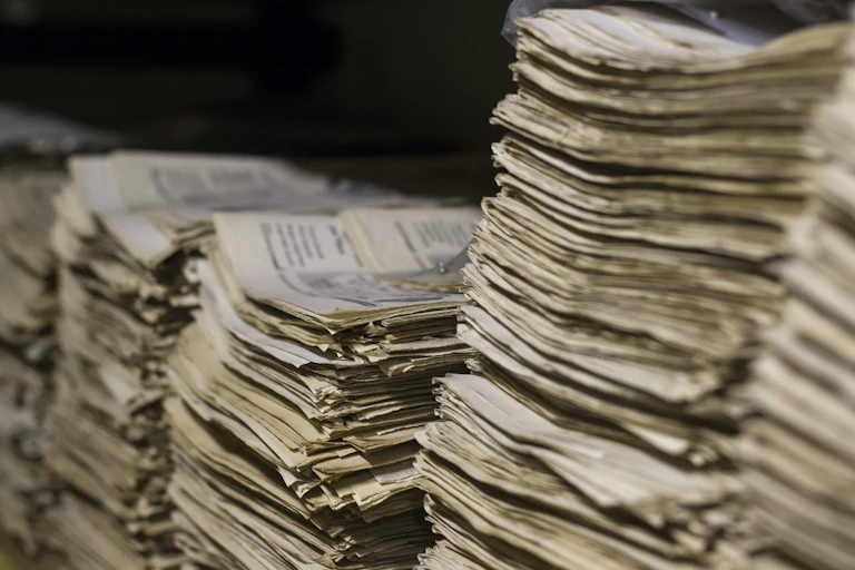 A pile of newspapers.