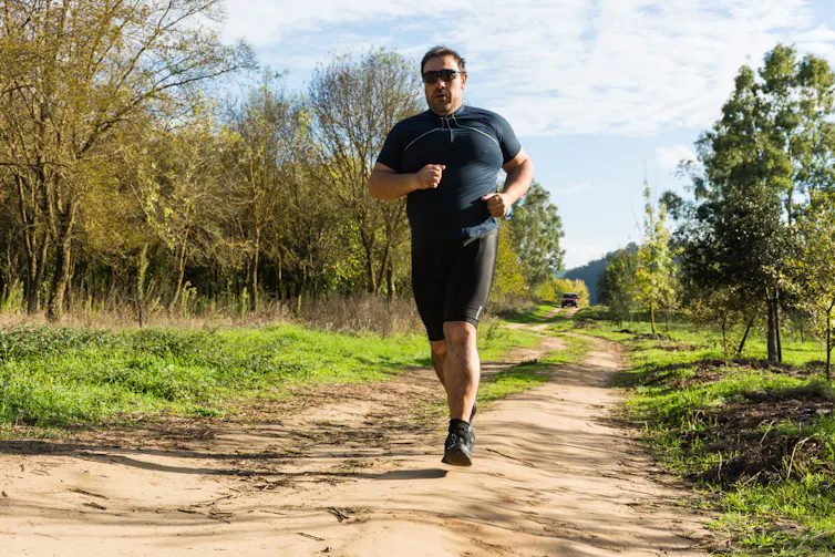 Man runs on a track
