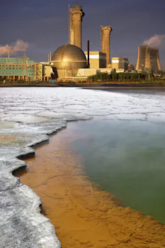 The Sellafield Nuclear Reprocessing Plant from the sea.