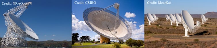 Three radio facilities searching for alien life.